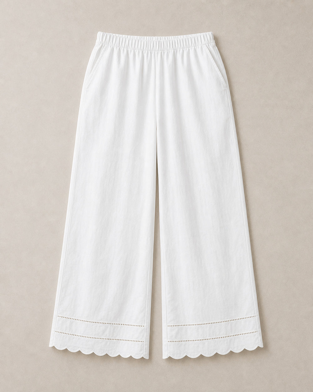 White Airy Wide-Leg Pants