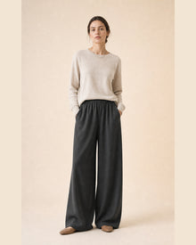 Wool-Look Wide-Leg Airy Trousers