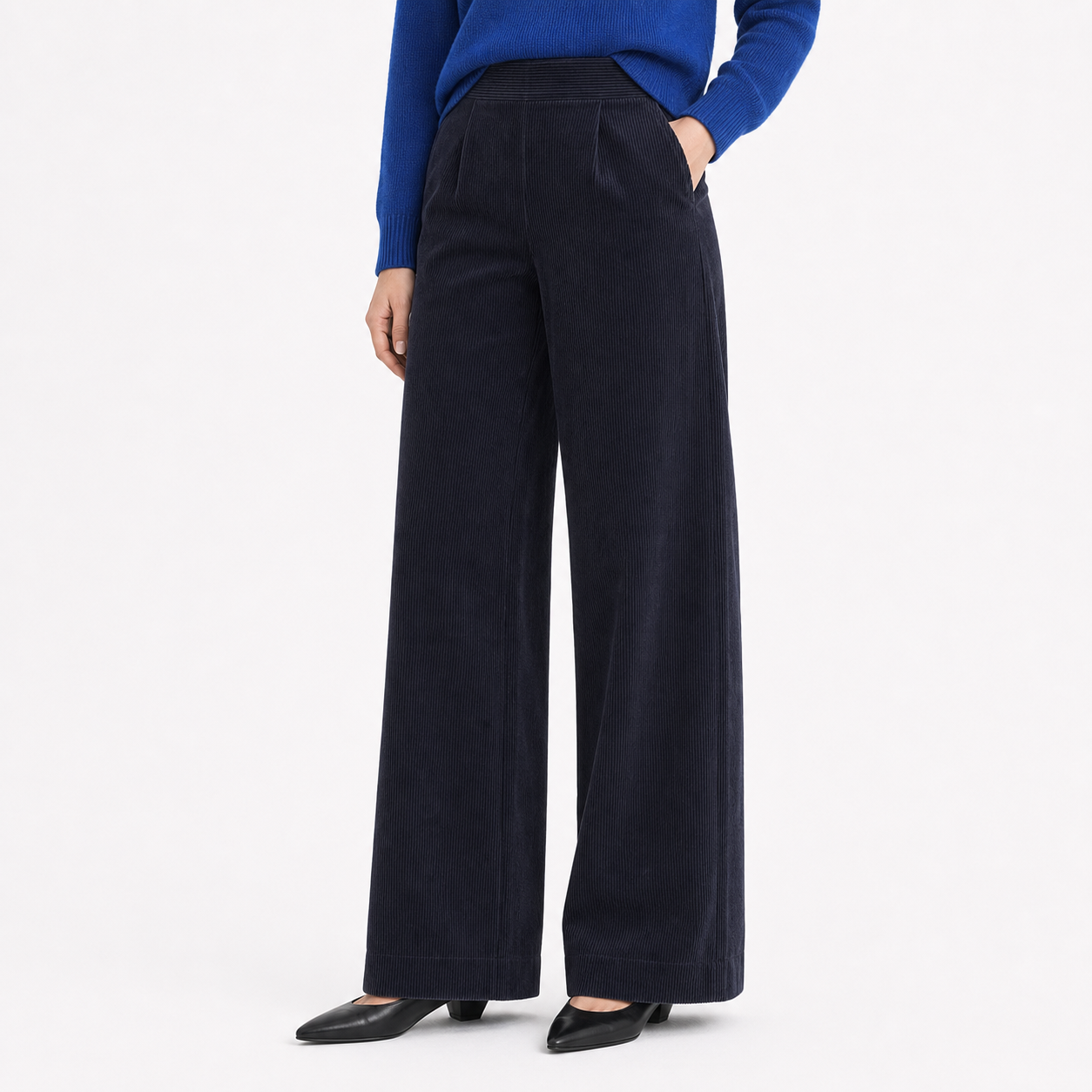 灯芯绒阔腿裤