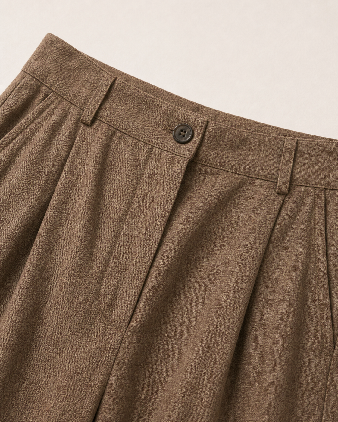 Russet Brown Linen Wide-Leg Pants