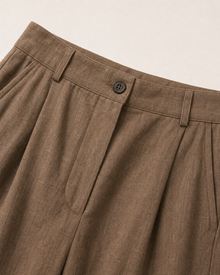 Russet Brown Linen Wide-Leg Pants
