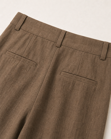 Russet Brown Linen Wide-Leg Pants
