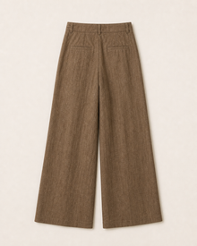 Russet Brown Linen Wide-Leg Pants