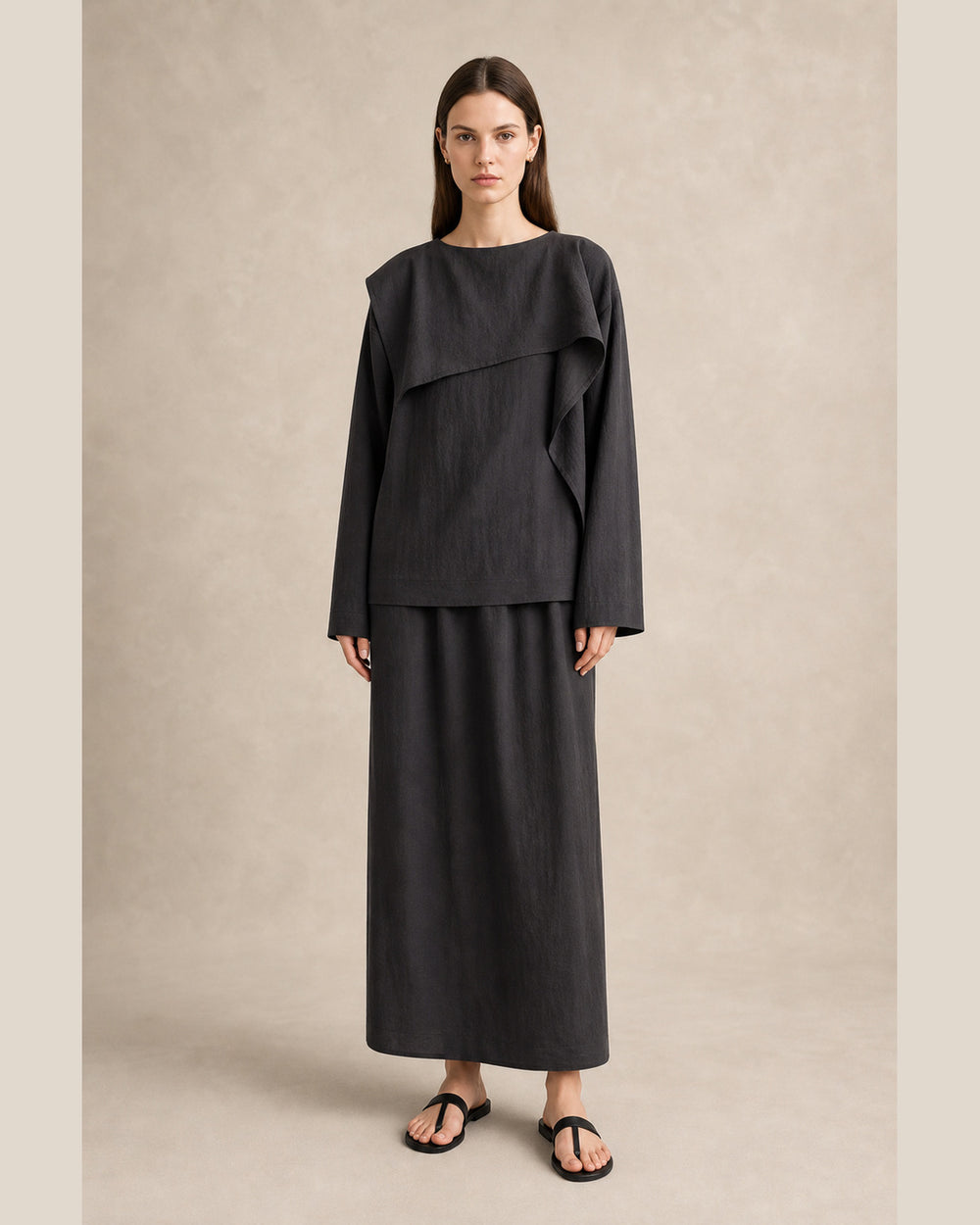 Fold-Over Collar Oversized Top