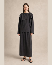 Fold-Over Collar Oversized Top