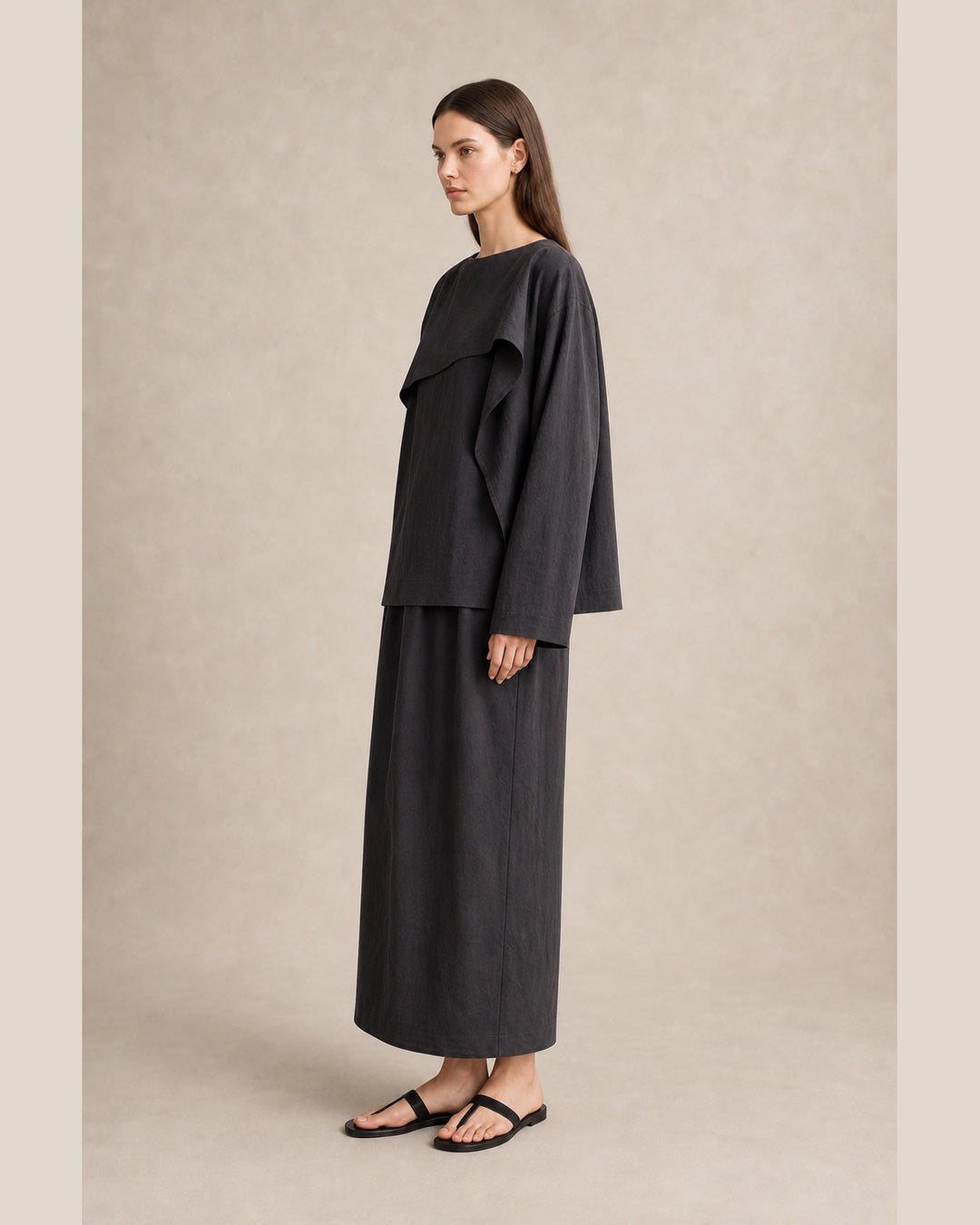 Fold-Over Collar Oversized Top