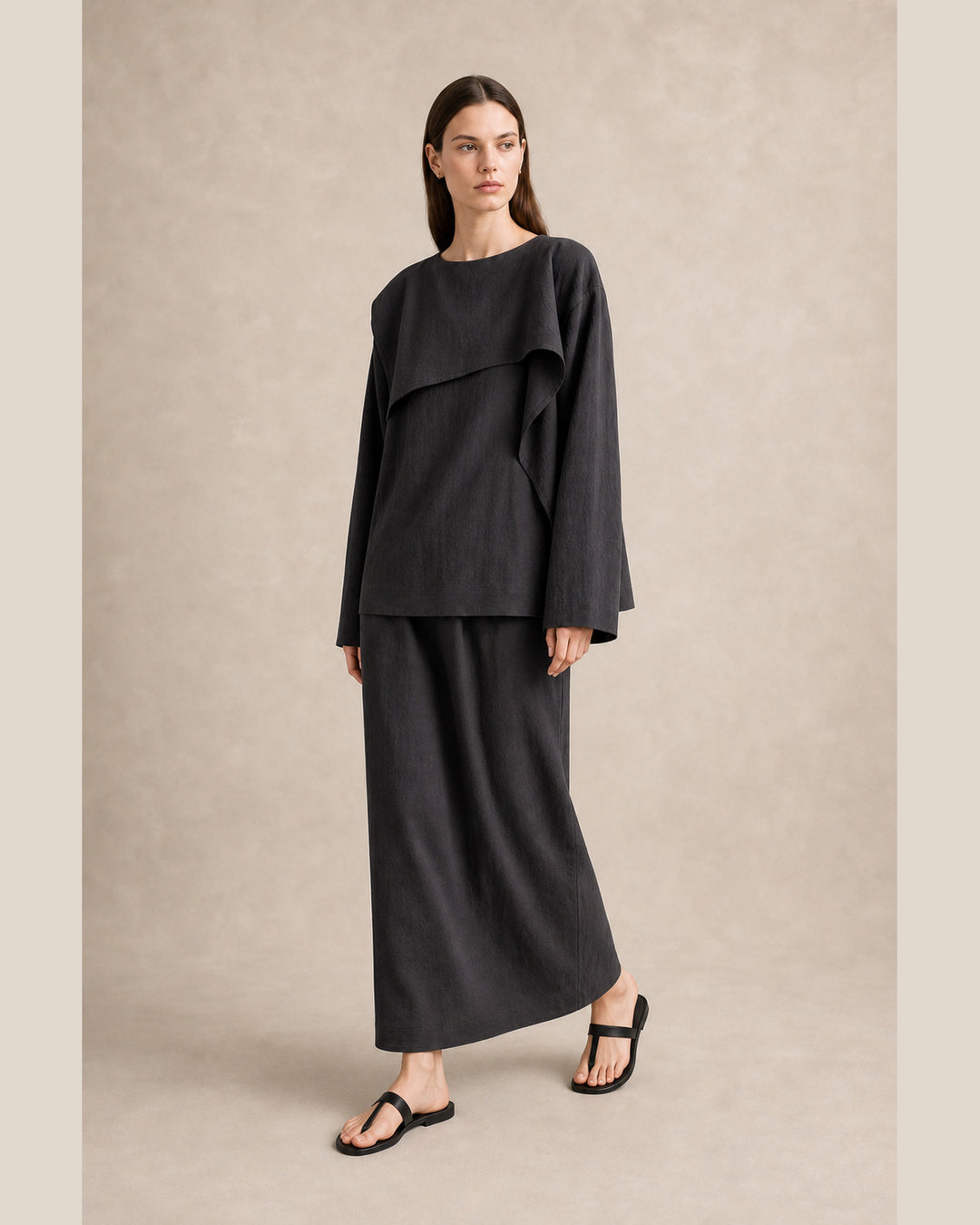 Fold-Over Collar Oversized Top