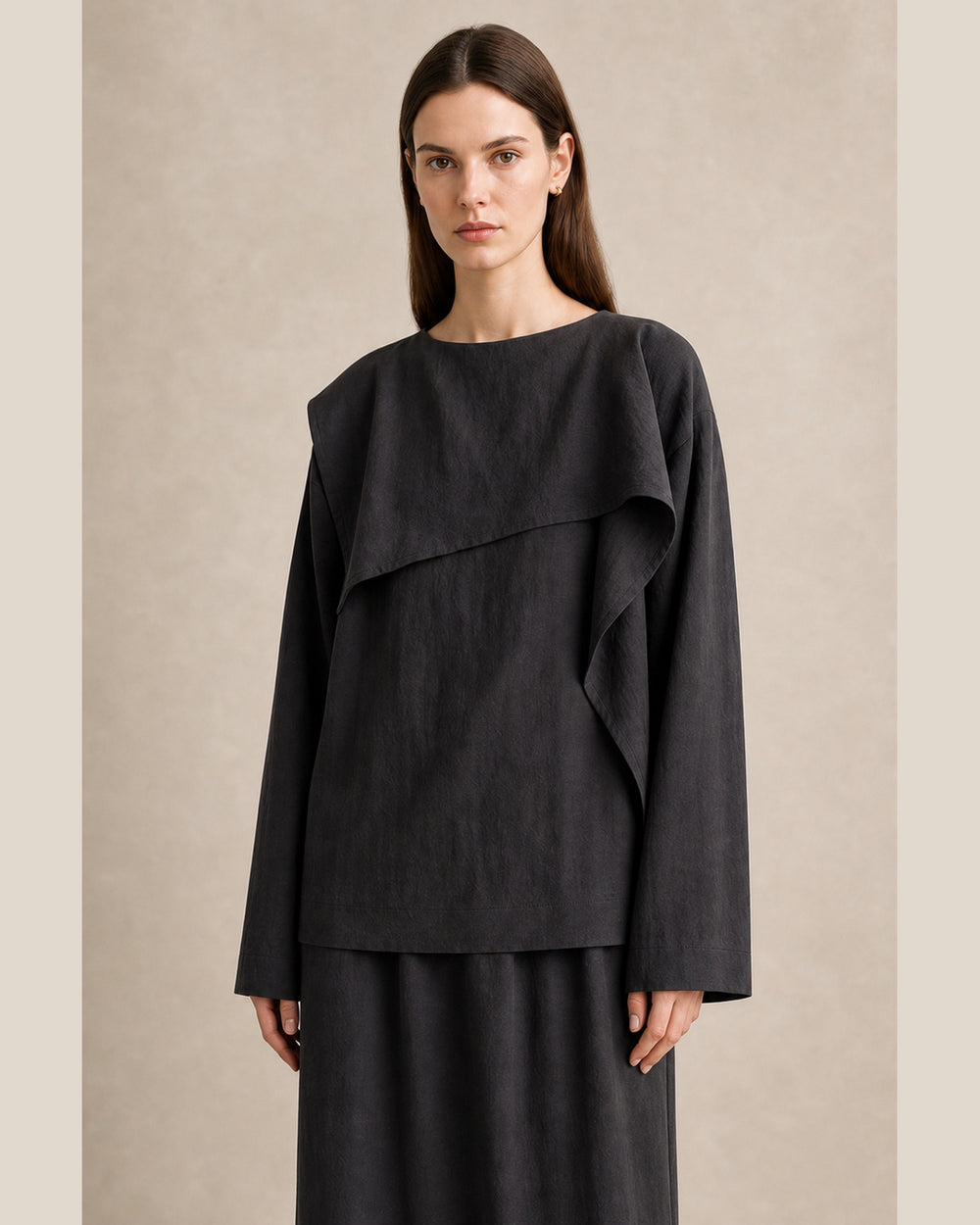 Fold-Over Collar Oversized Top