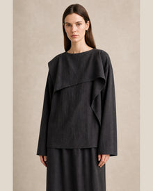 Fold-Over Collar Oversized Top