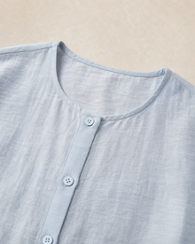 Light Blue Round-Neck Drawstring Shirt