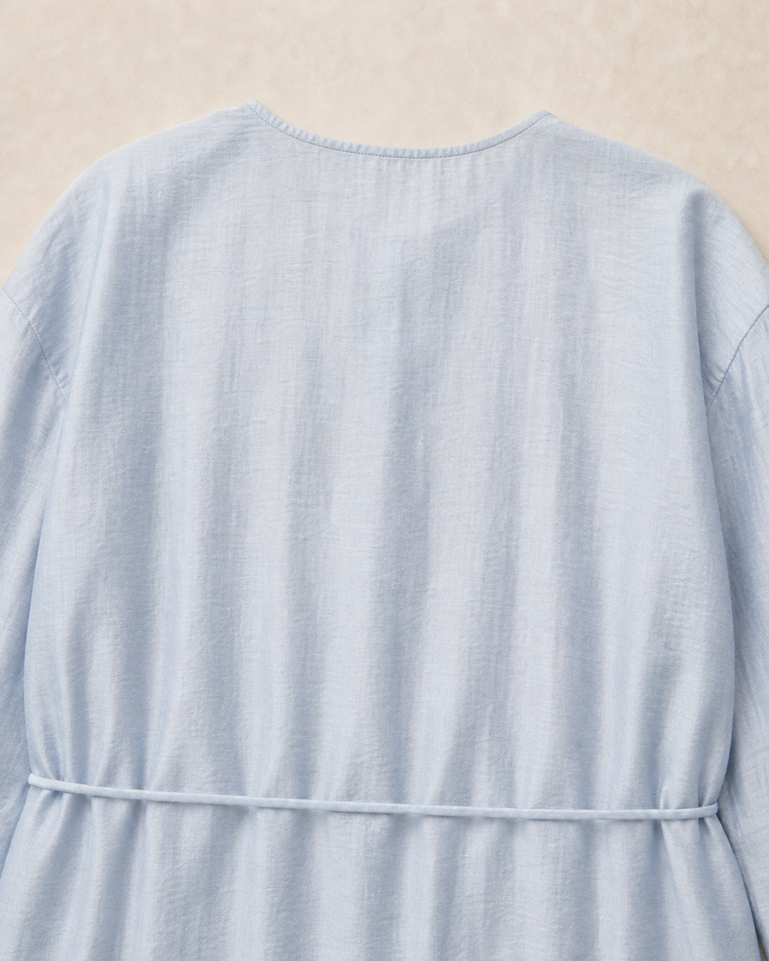 Light Blue Round-Neck Drawstring Shirt