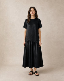 Crinkle Cupro Short-Sleeve Dress