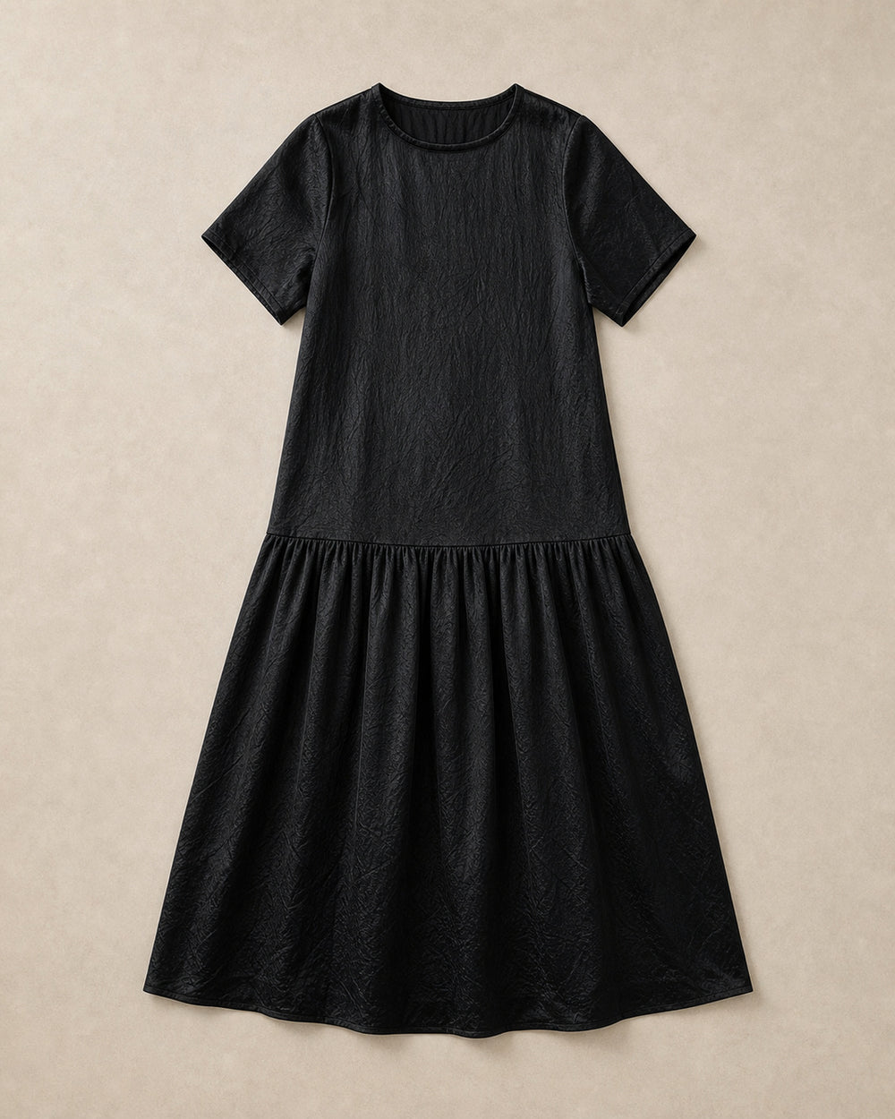 Crinkle Cupro Short-Sleeve Dress