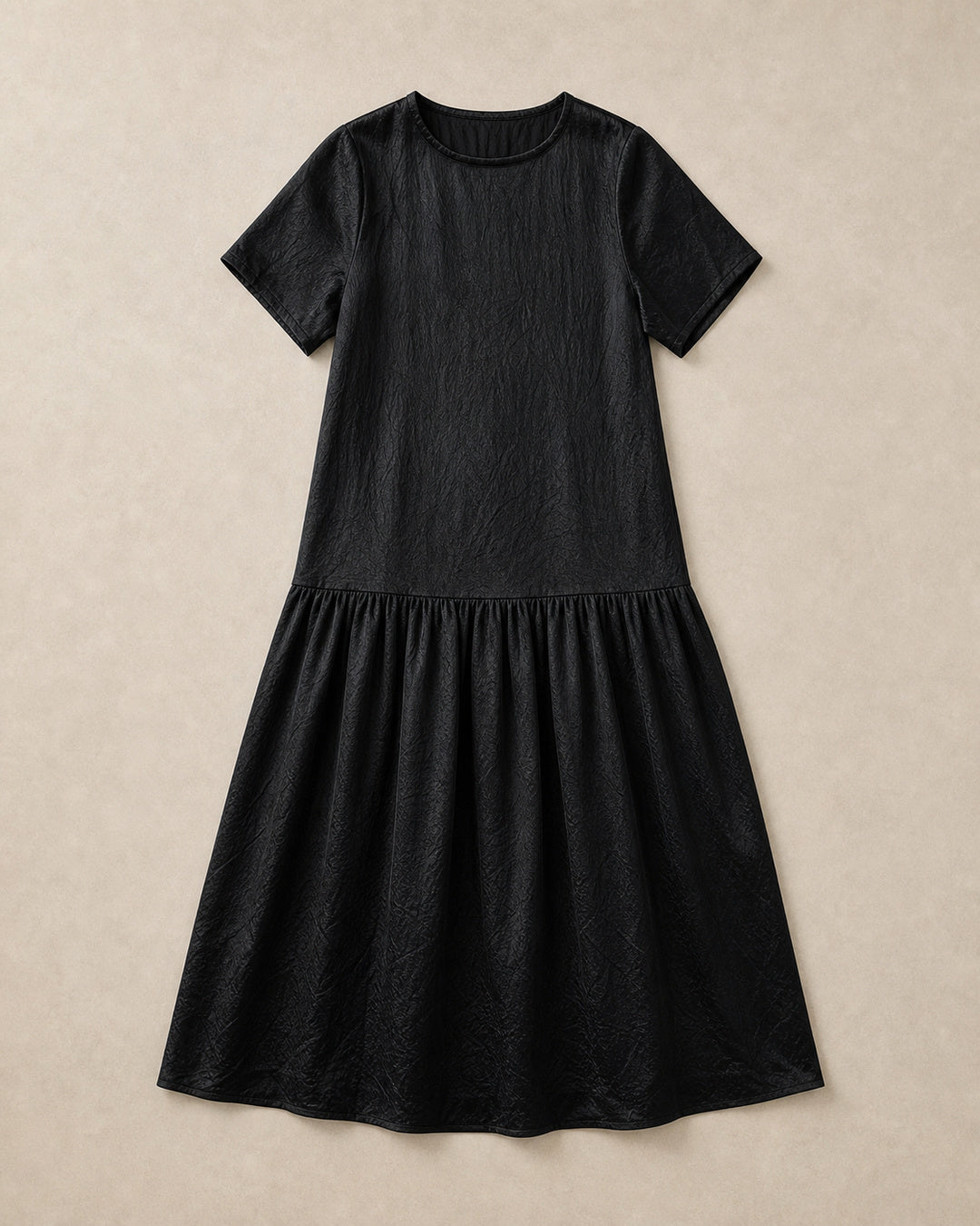 Crinkle Cupro Short-Sleeve Dress