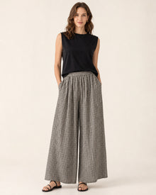 Check Wide-Leg Cropped Trousers