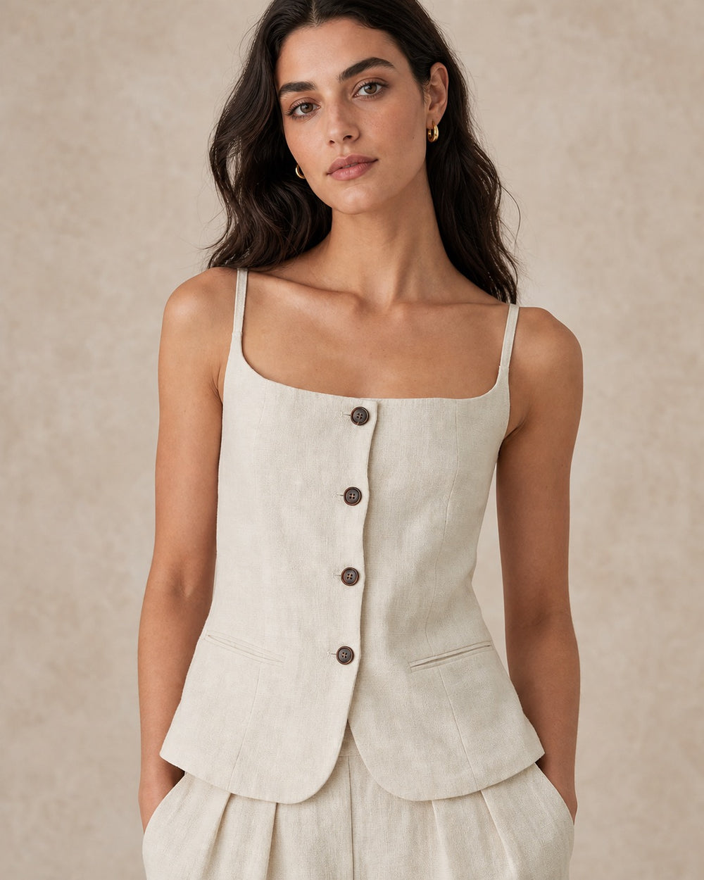 Linen Boat-Neck Camisole