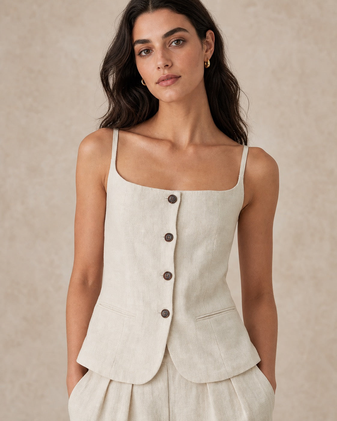 Linen Boat-Neck Camisole