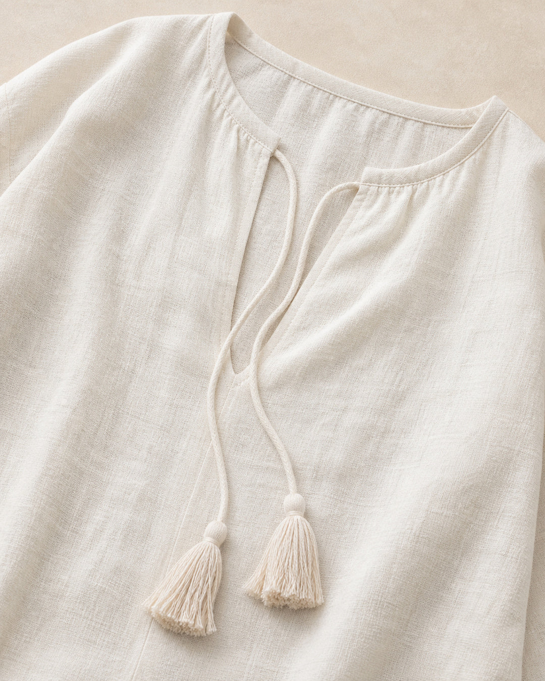 Openwork Linen Short-Sleeve Blouse