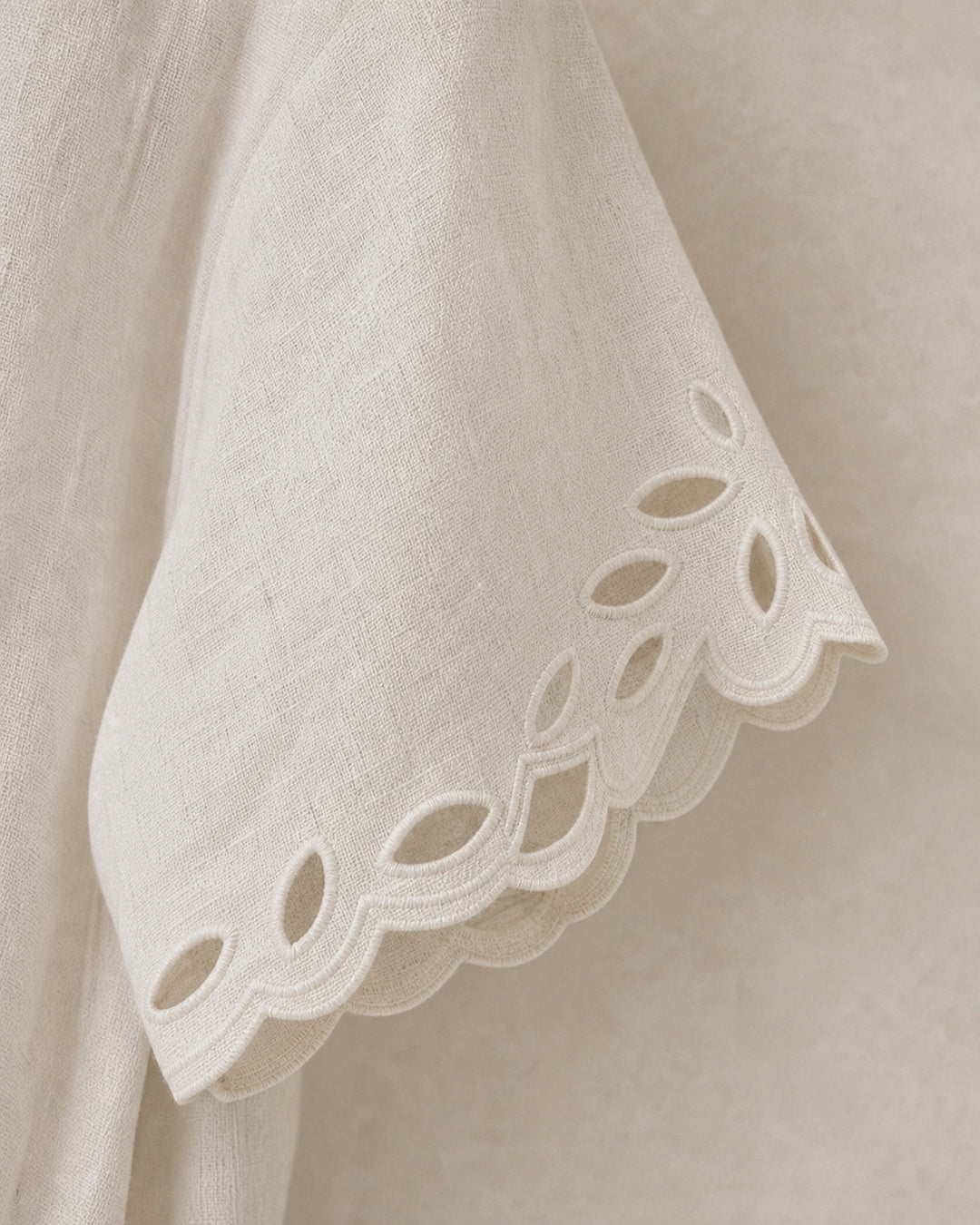 Openwork Linen Short-Sleeve Blouse