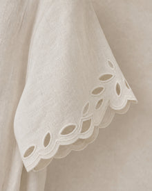 Openwork Linen Short-Sleeve Blouse
