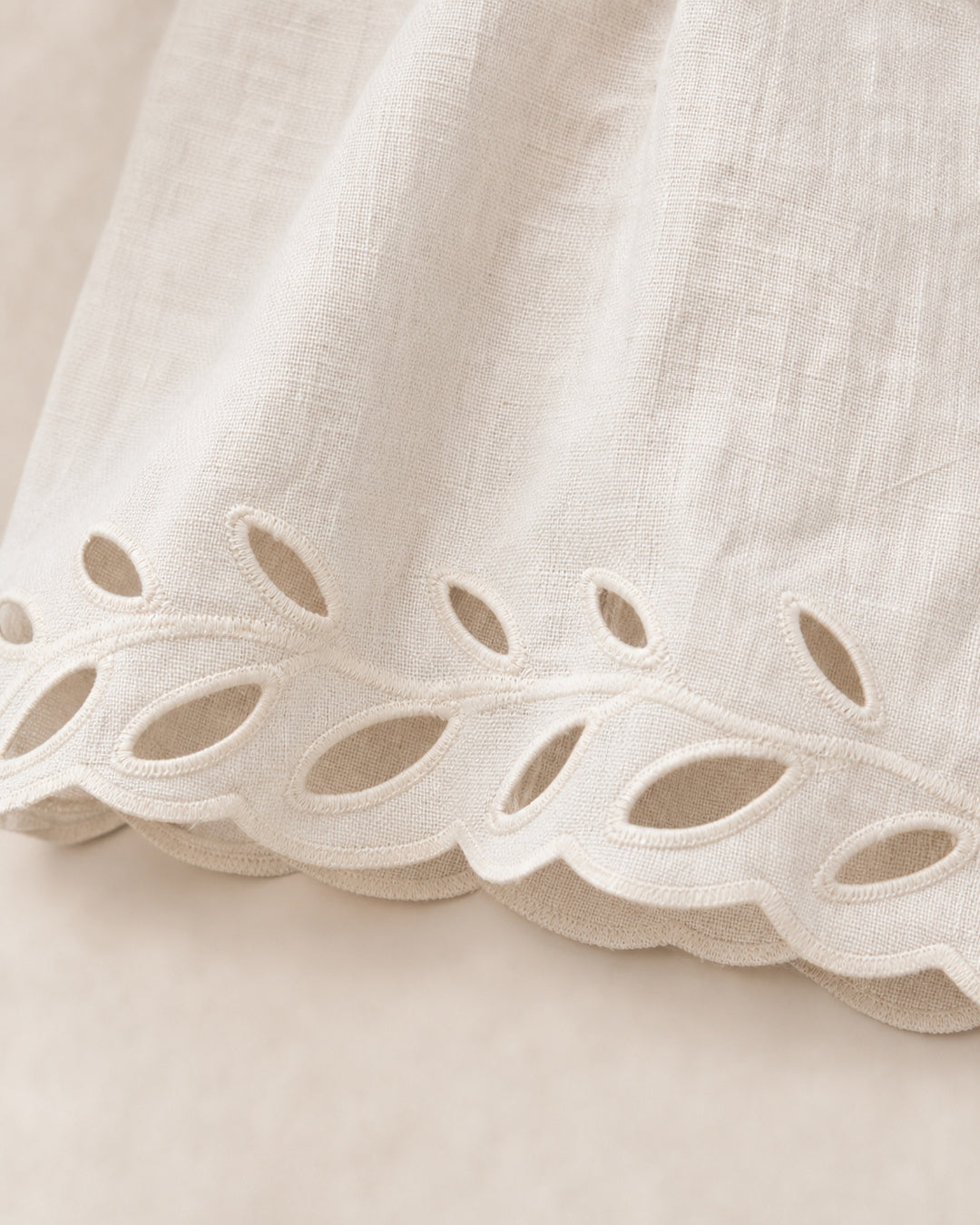 Openwork Linen Short-Sleeve Blouse
