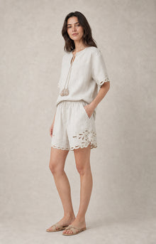 Openwork Linen Shorts