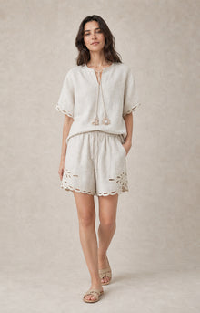 Openwork Linen Shorts