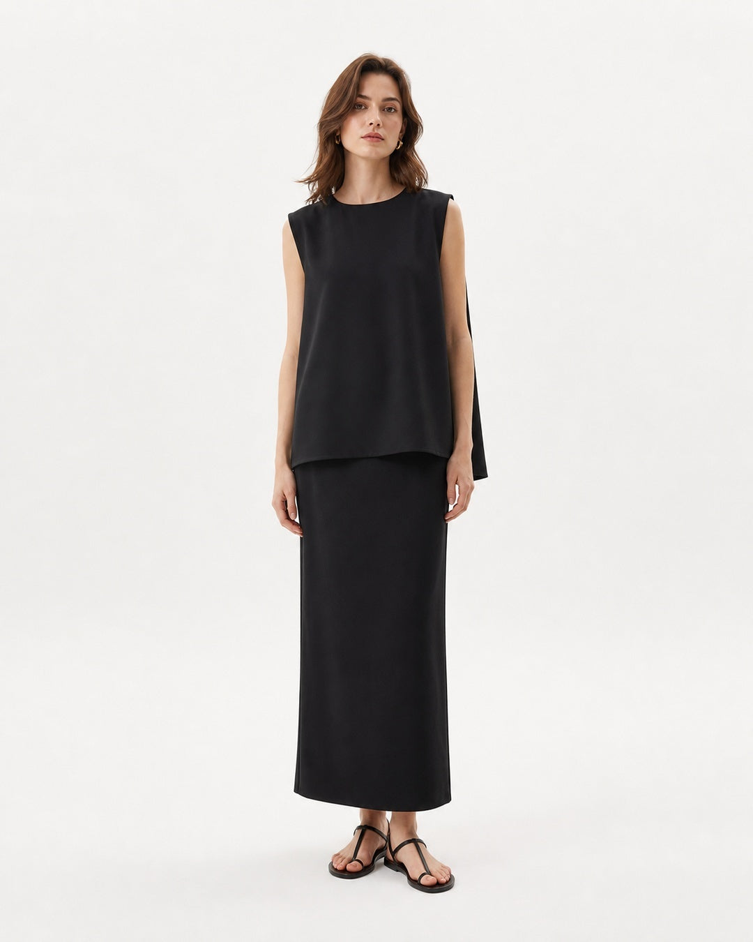 Cupro Tie-Waist Midi Skirt