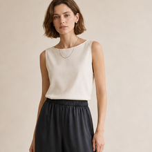 Bel Composto Airy Wide-Leg Pull-On Trousers, pants-focused model view