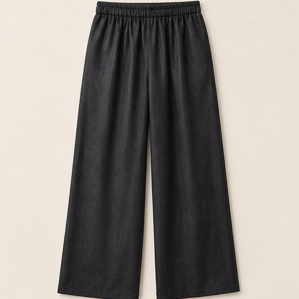 Bel Composto Airy Wide-Leg Pull-On Trousers, front full-body model view