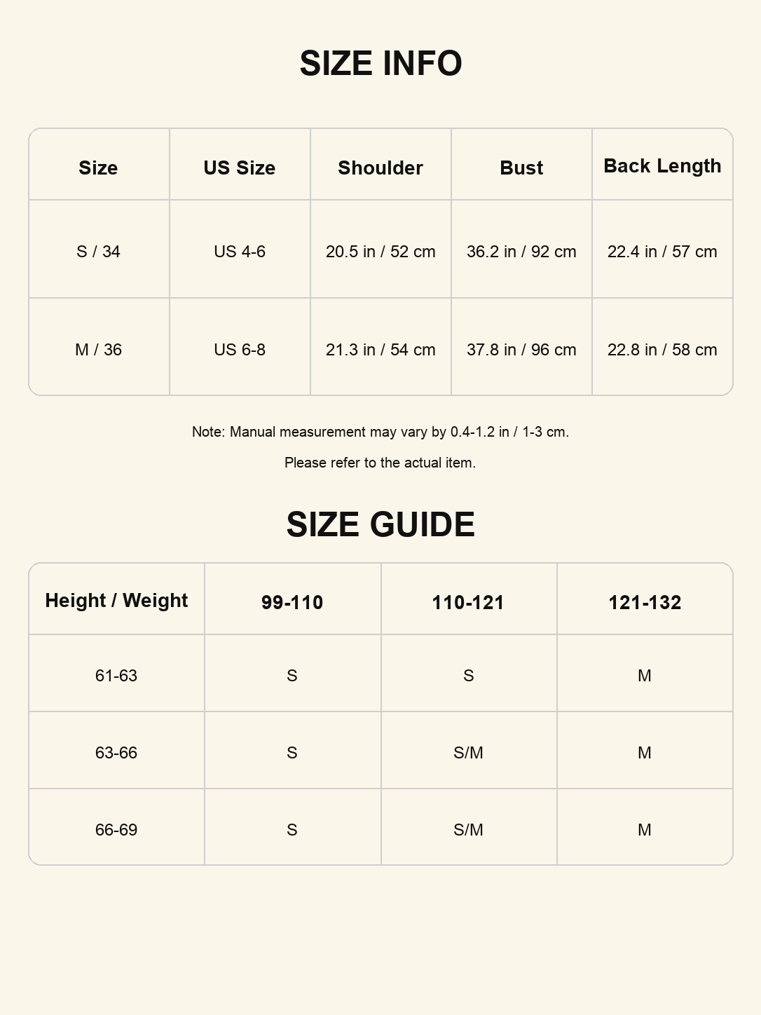 Size chart - Asymmetric Cupro Shoulder Top