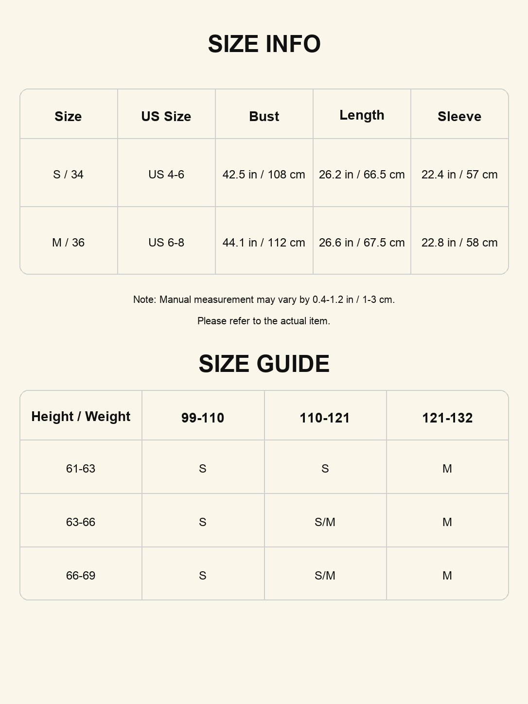 Size chart - Linen-Blend Button Knit Cardigan