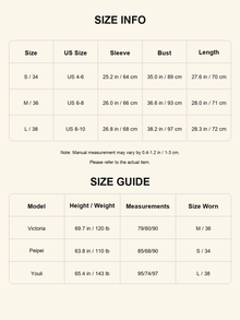 Size chart - Cupro Boat Neck Top