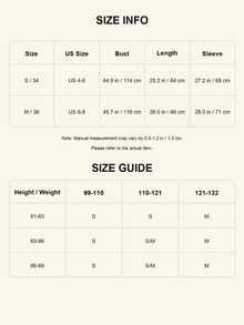 Size chart - Stand-Collar Short Trench Jacket