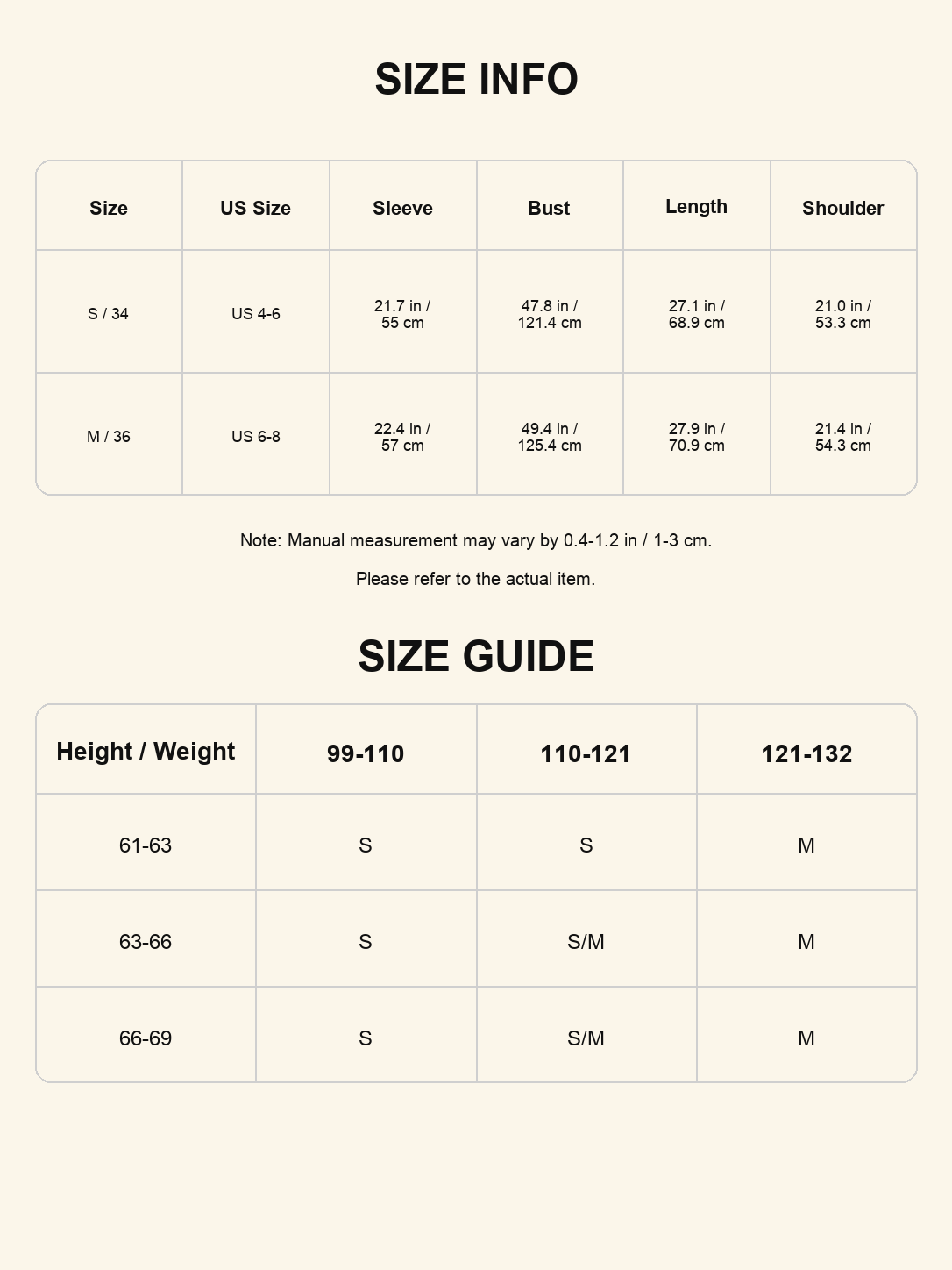 Size chart - Belted Vegan Leather Shirt Jacket