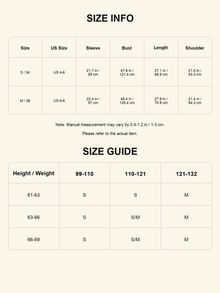 Size chart - Belted Vegan Leather Shirt Jacket