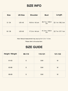Size chart - Textured One-Shoulder Knit Set