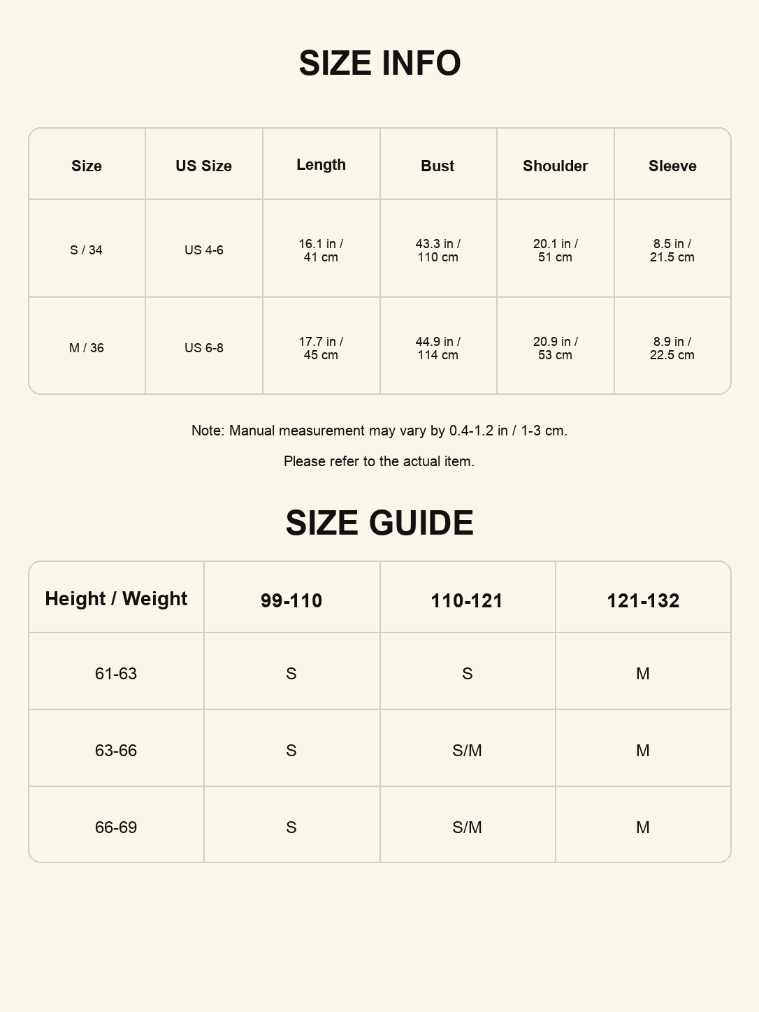Size chart - Open-Knit Polo Top