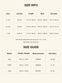 Size chart - Textured Butter Cropped Jacket