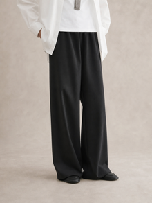 Wool-Look Wide-Leg Airy Trousers
