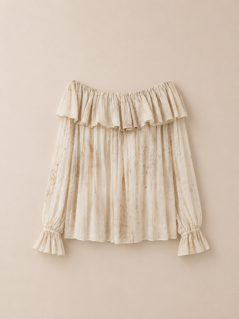 Dappled Ivory Ruffle Blouse