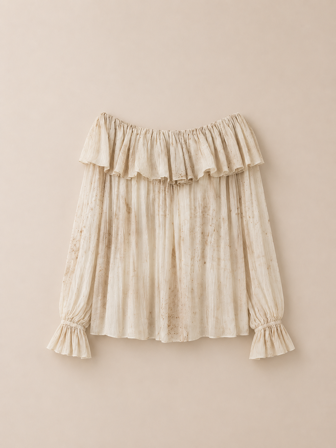 Dappled Ivory Ruffle Blouse