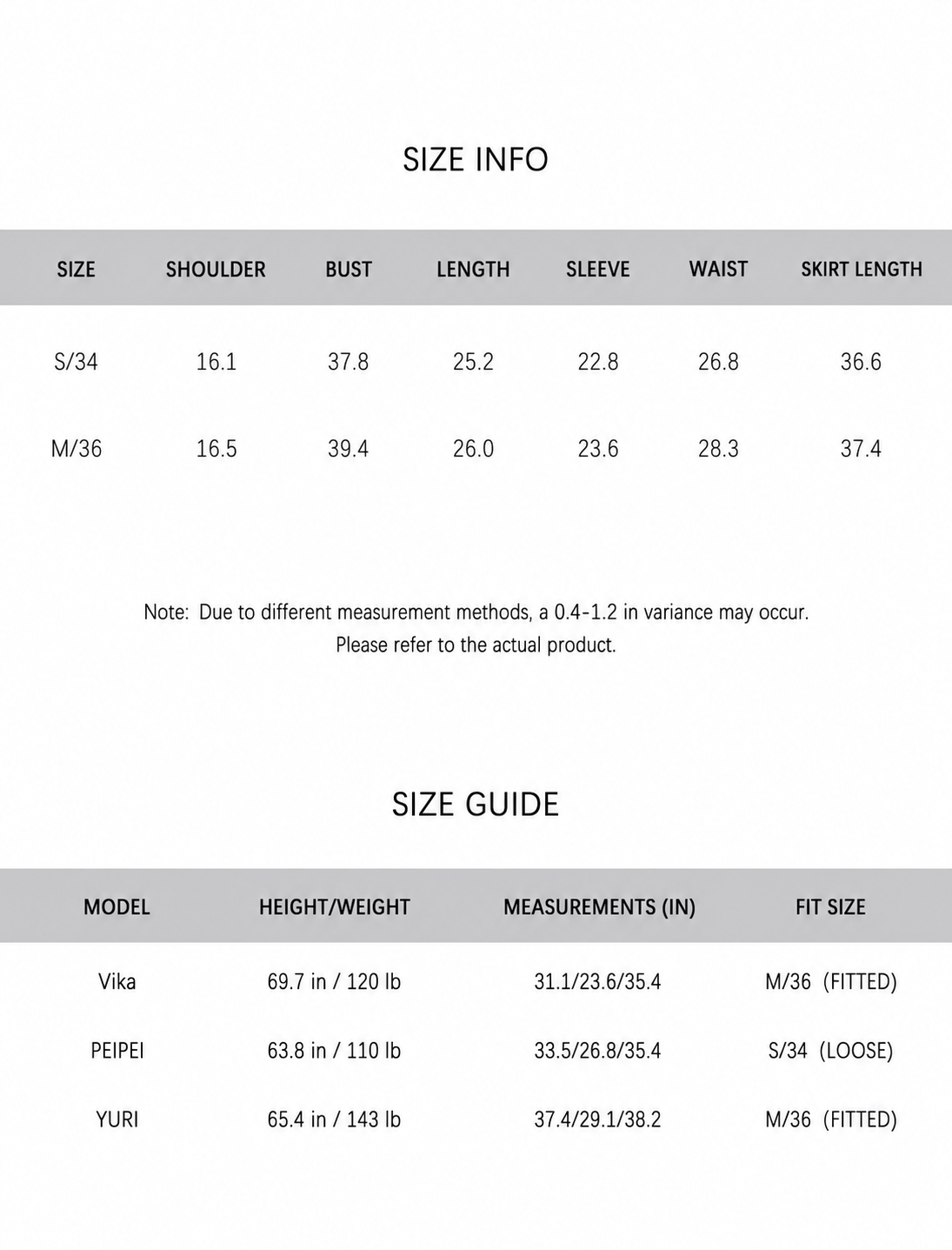 View Size Guide