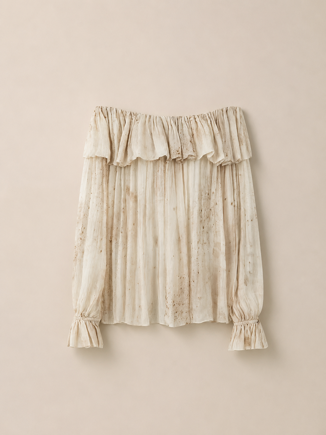 Dappled Ivory Ruffle Blouse