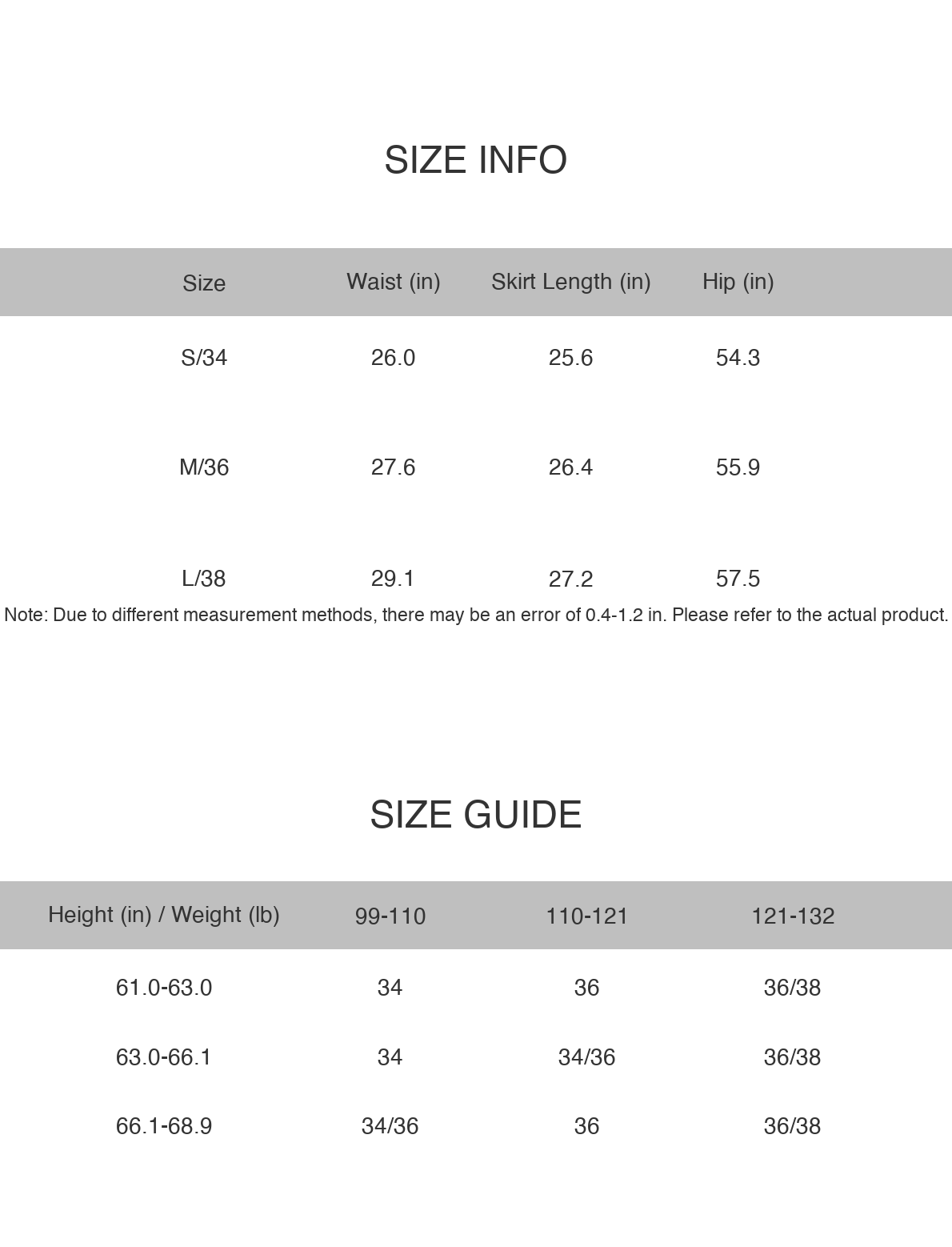 View Size Guide
