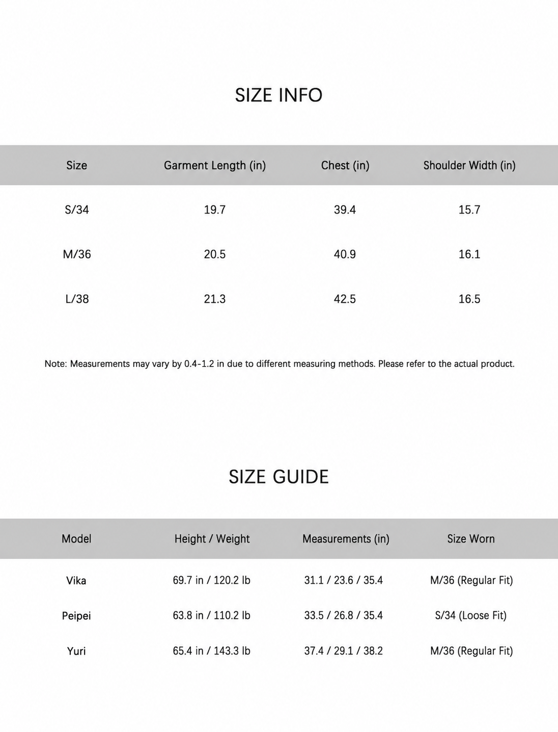 View Size Guide