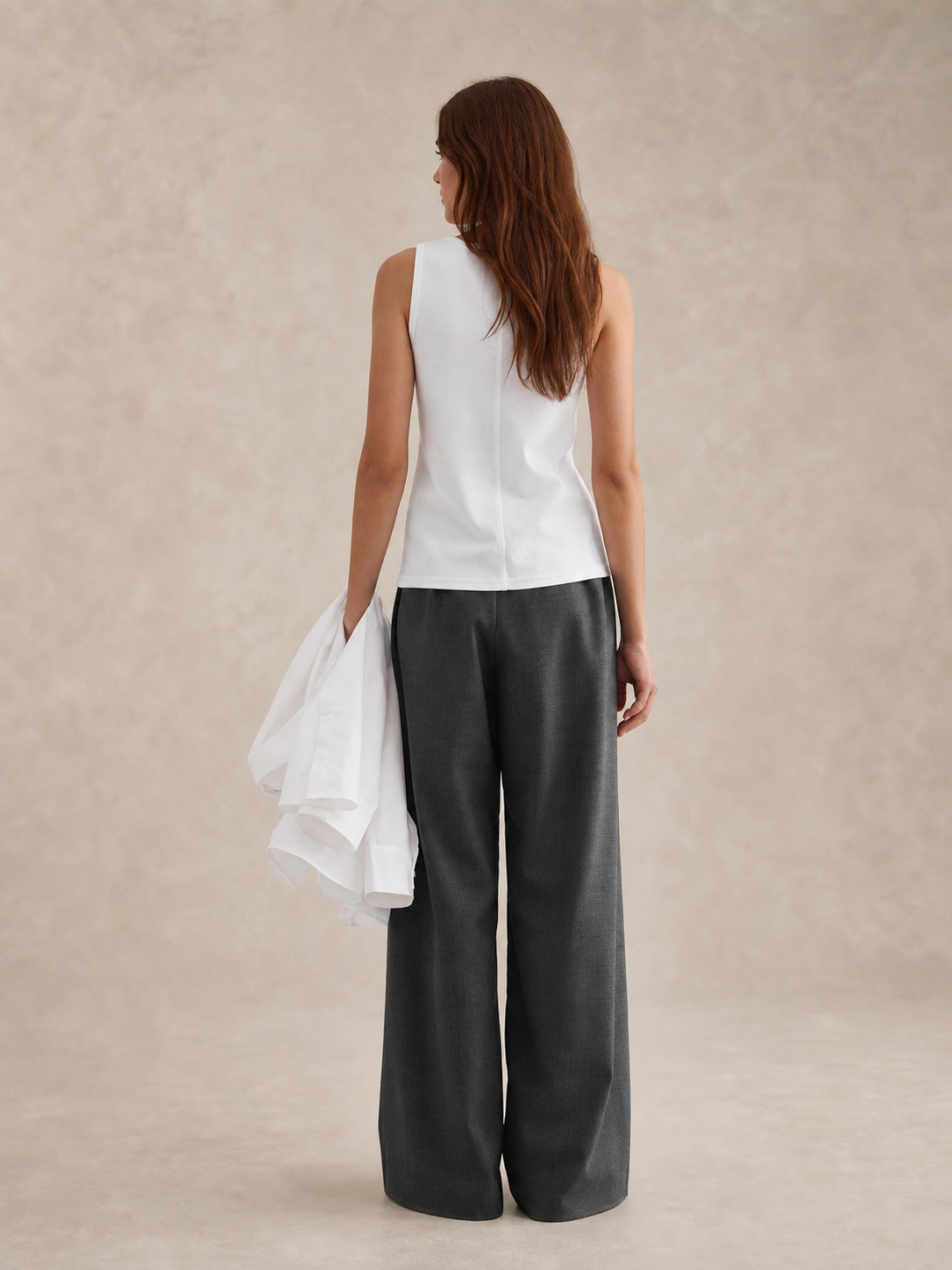 Wool-Look Wide-Leg Airy Trousers