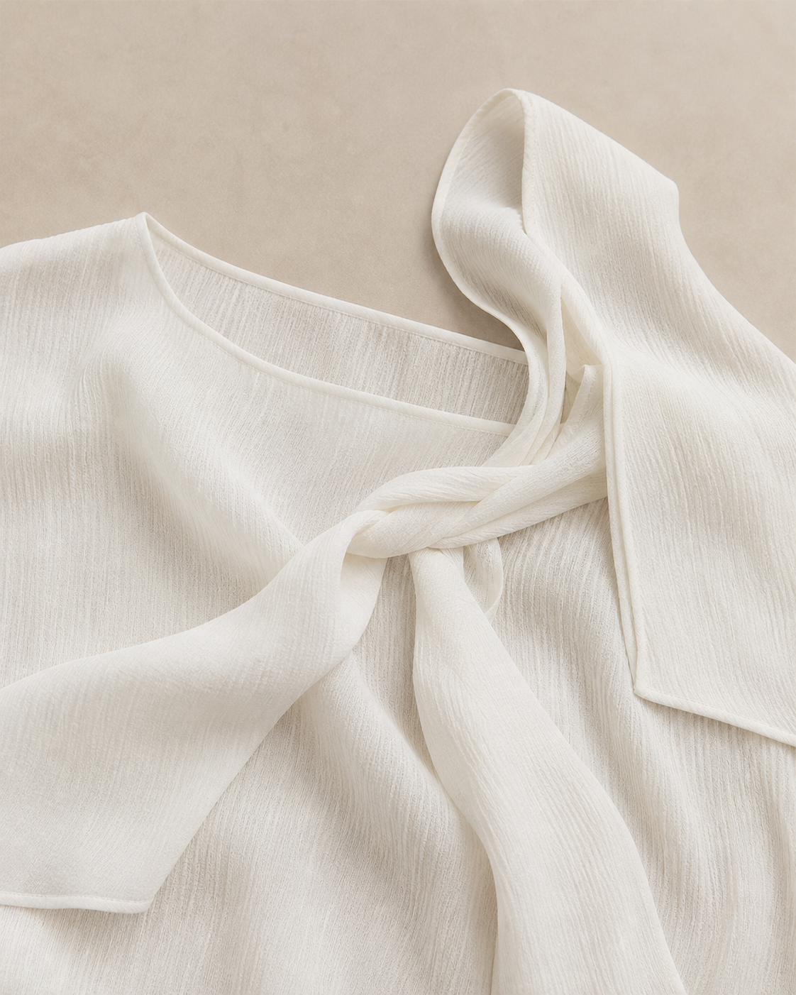 Tie-Neck Reversible Short-Sleeve Blouse