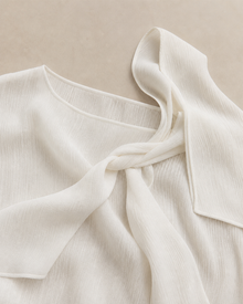 Tie-Neck Reversible Short-Sleeve Blouse