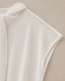 Tie-Neck Reversible Short-Sleeve Blouse